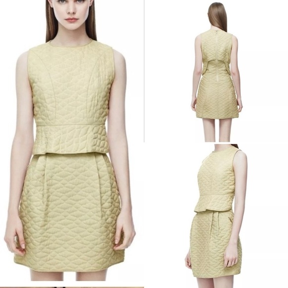 Theyskens Theories “Dasta” Grey Quilted Silk Blend Dress Peplum Back Zip Size 6 - Picture 1 of 16